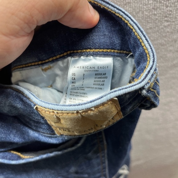 American Eagle Distressed Next Level Stretch Jeggings Womens 2 Blue Denim 2499 - Picture 4 of 10